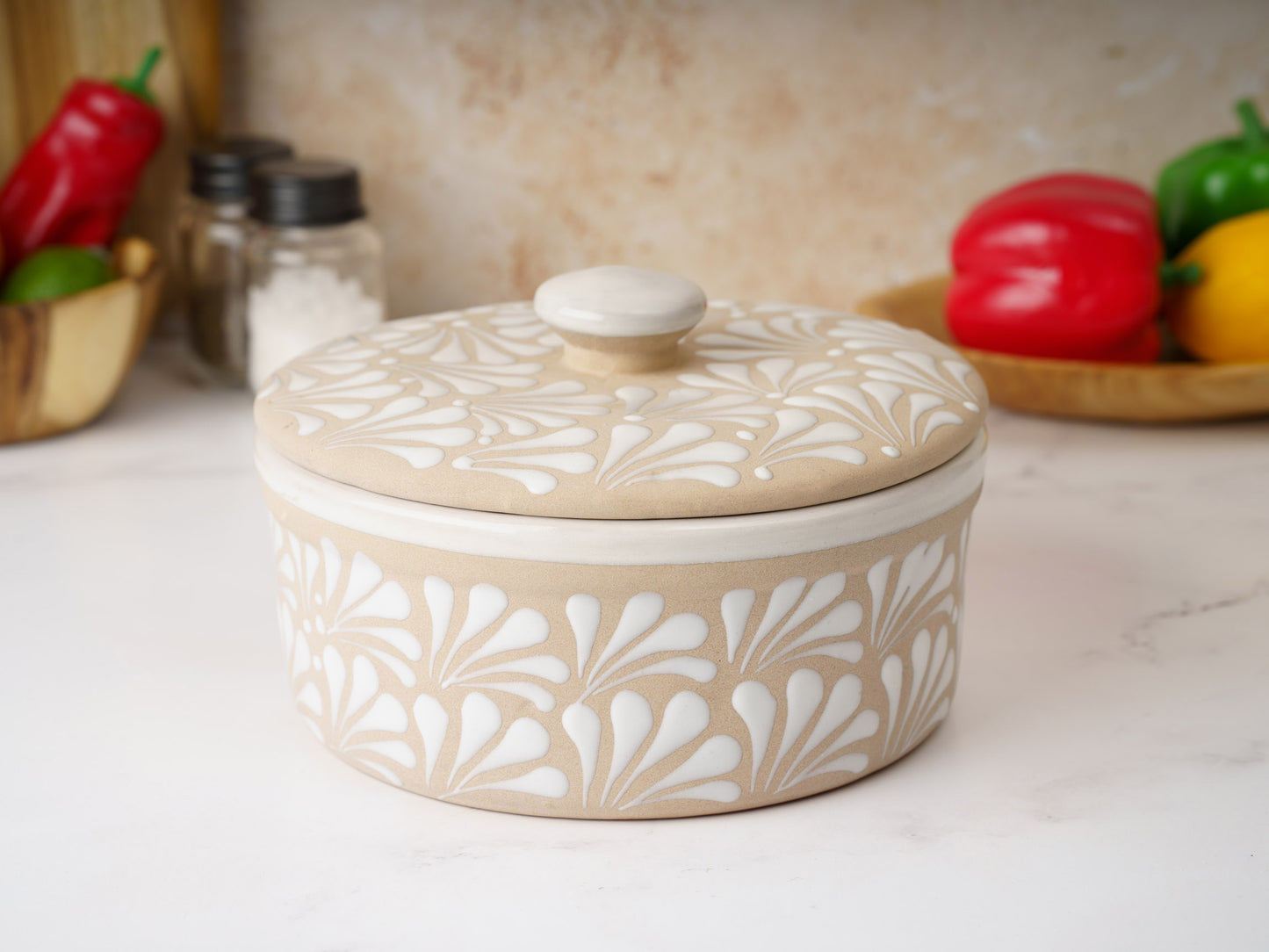 Tortilla Warmer - Puebla Style - White on White