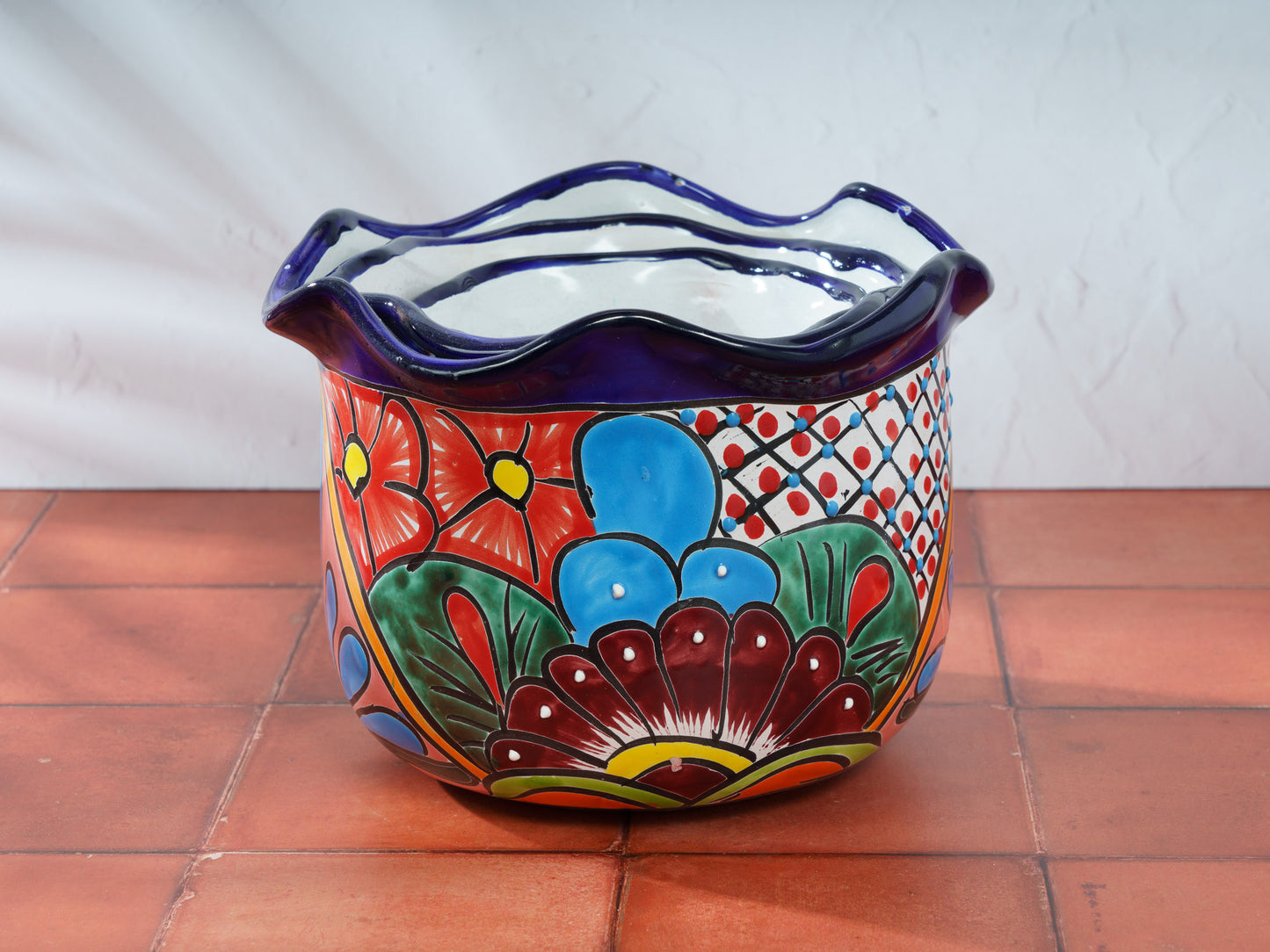Tulip Planter 3 Piece Set - Large, Medium, Small - Cobalt Trim