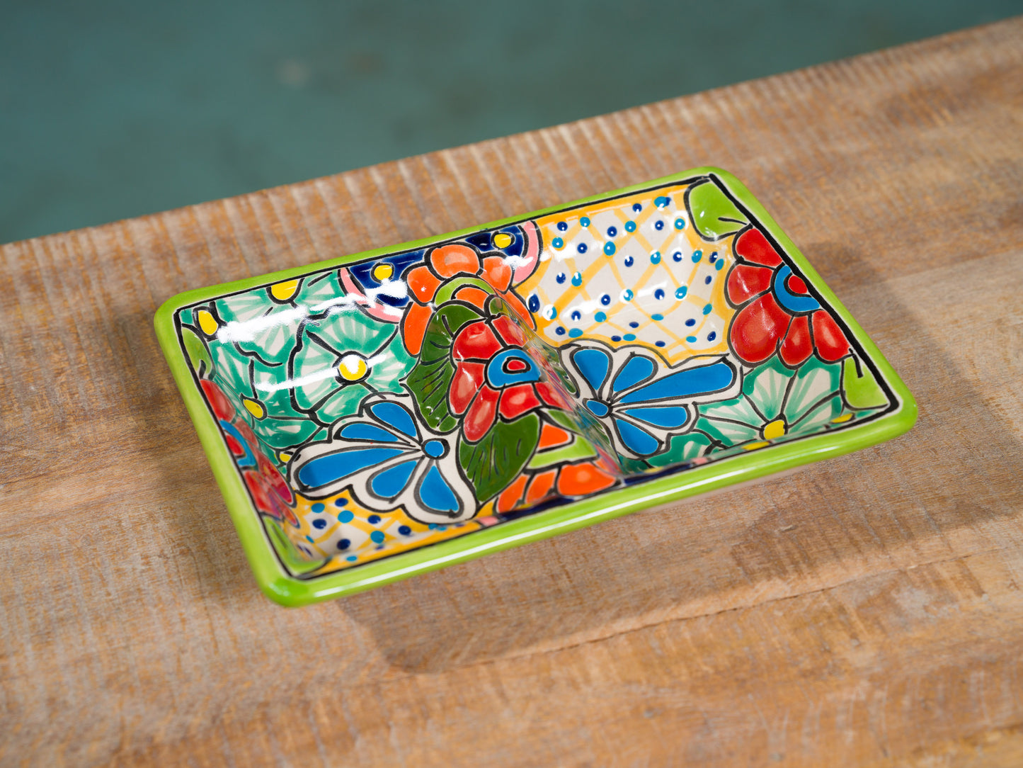 Two Section Serving Plate Light Green