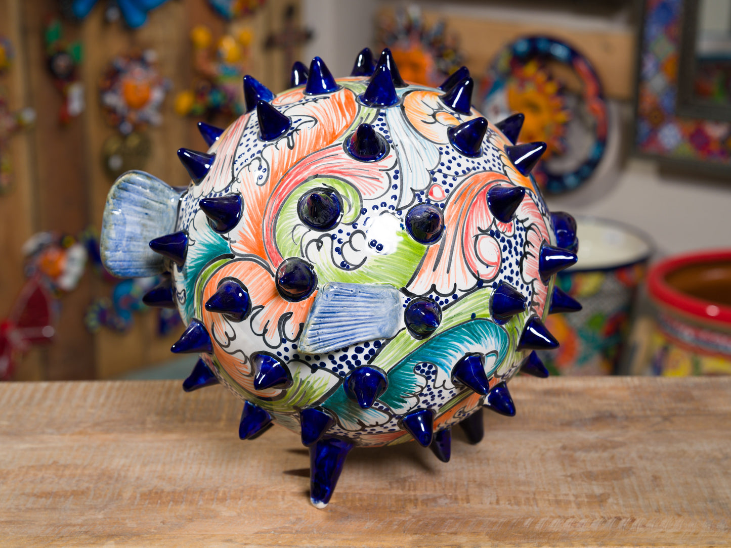Premium Quality Pufferfish Large Sphere Statue
