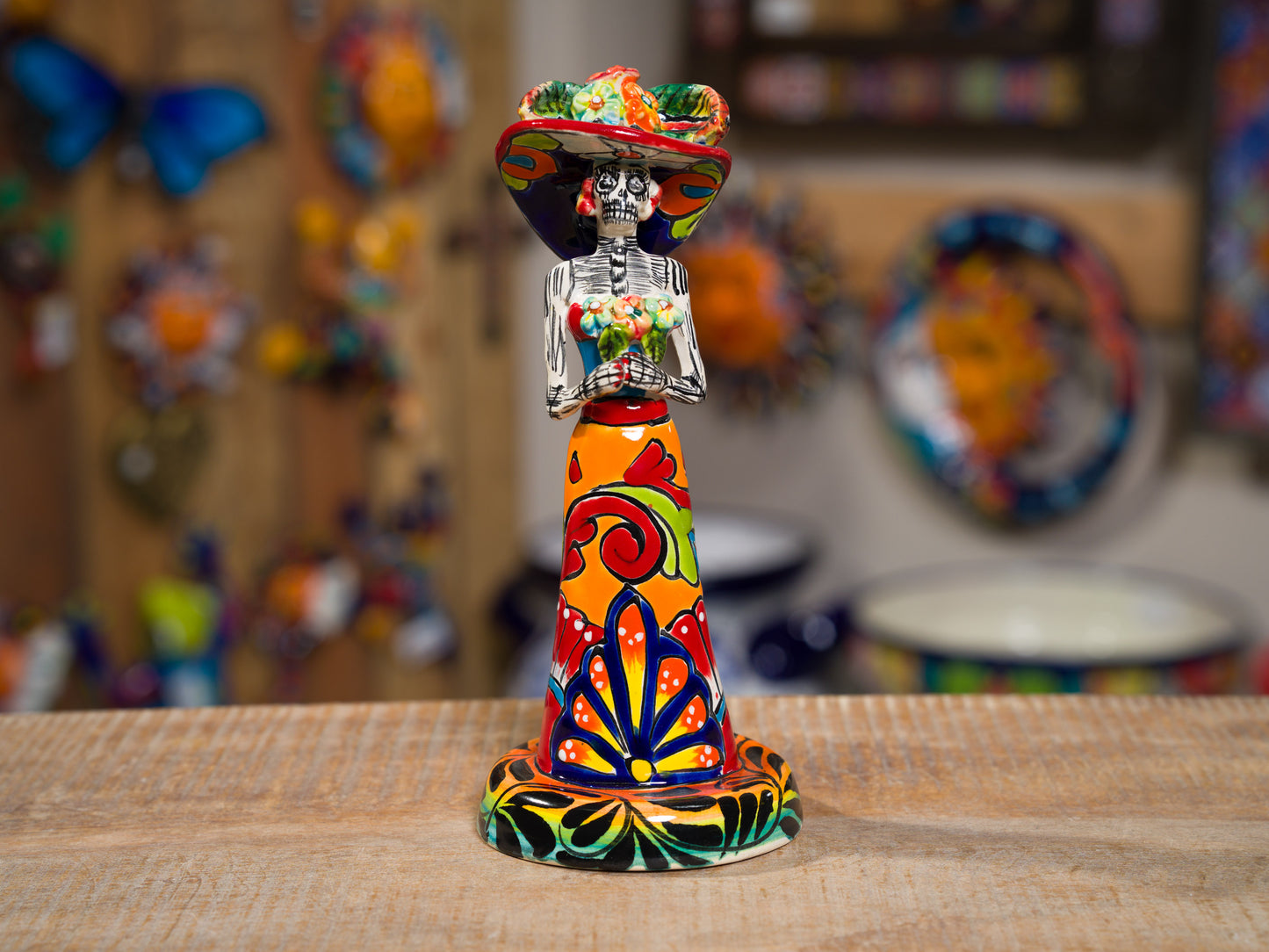 Catrina Figurine - Lisa - Mini - Traditional Orange