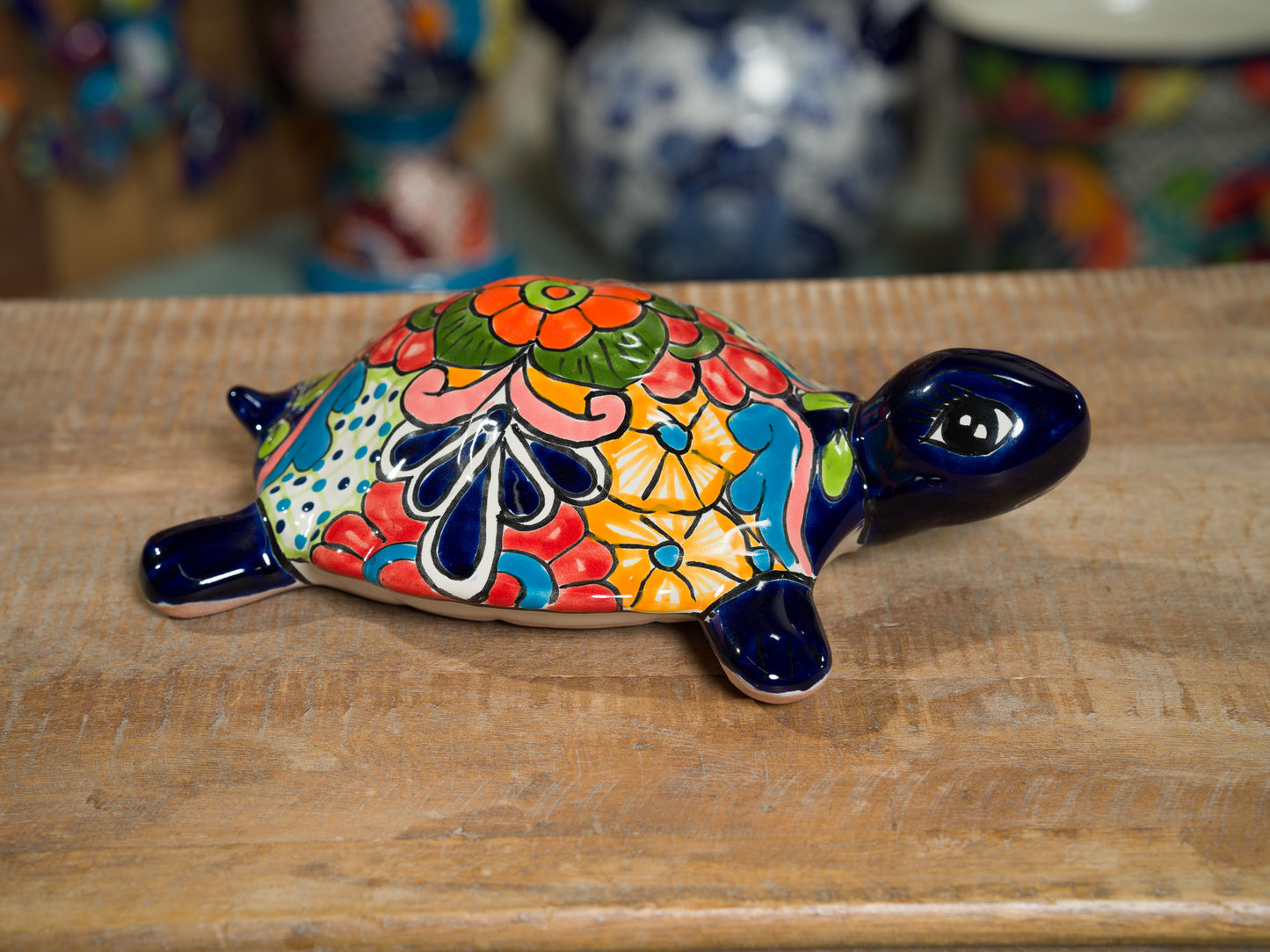 Turtle Statue Medium - Cobalt