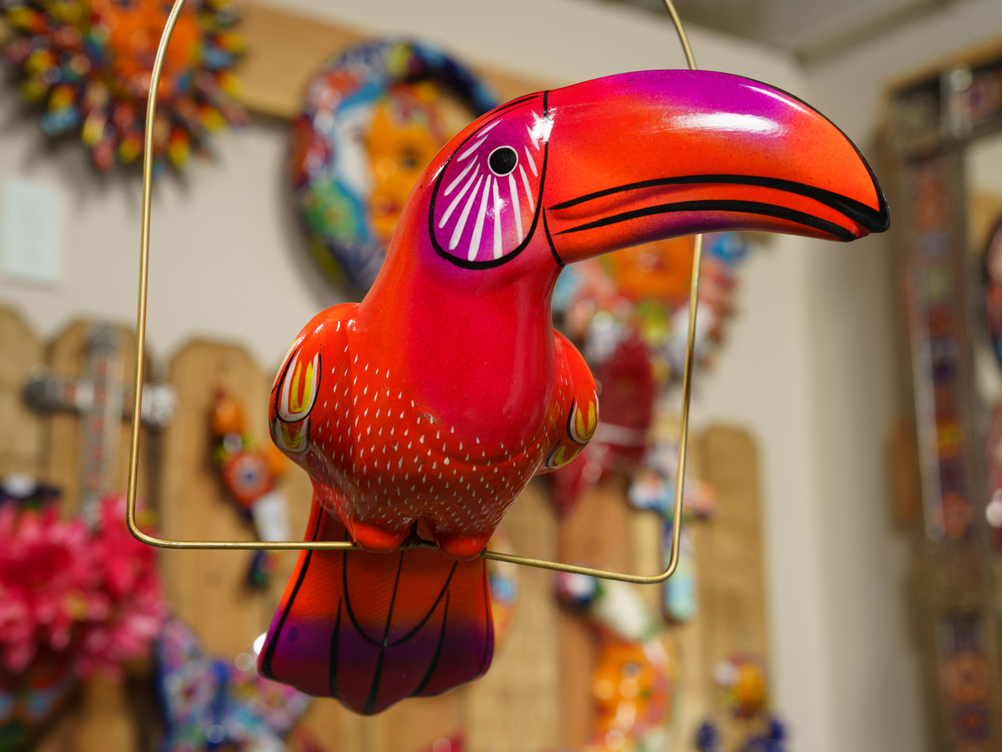 Hanging Toucan Bird With Perch - Large