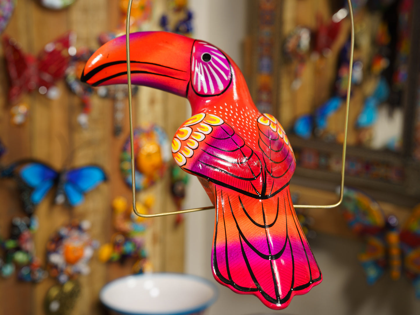 Hanging Toucan Bird With Perch - Large