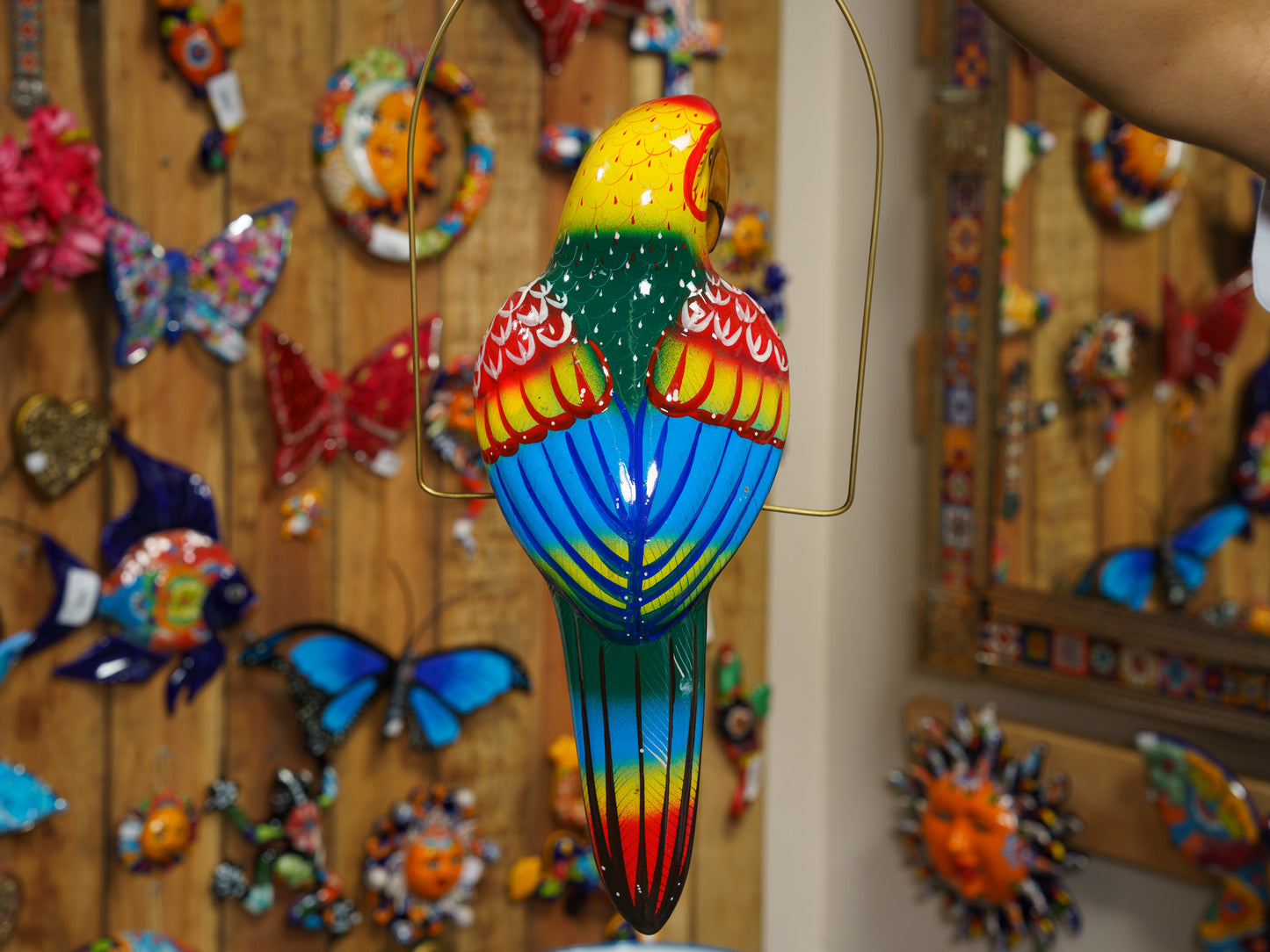 Hanging Parrot Bird With Perch - Large
