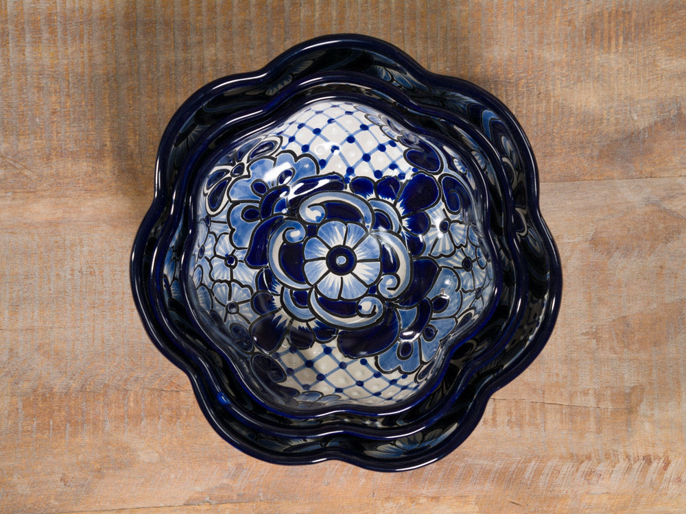 Cobalt White Nesting Serving Bowl Set - 3 Piece