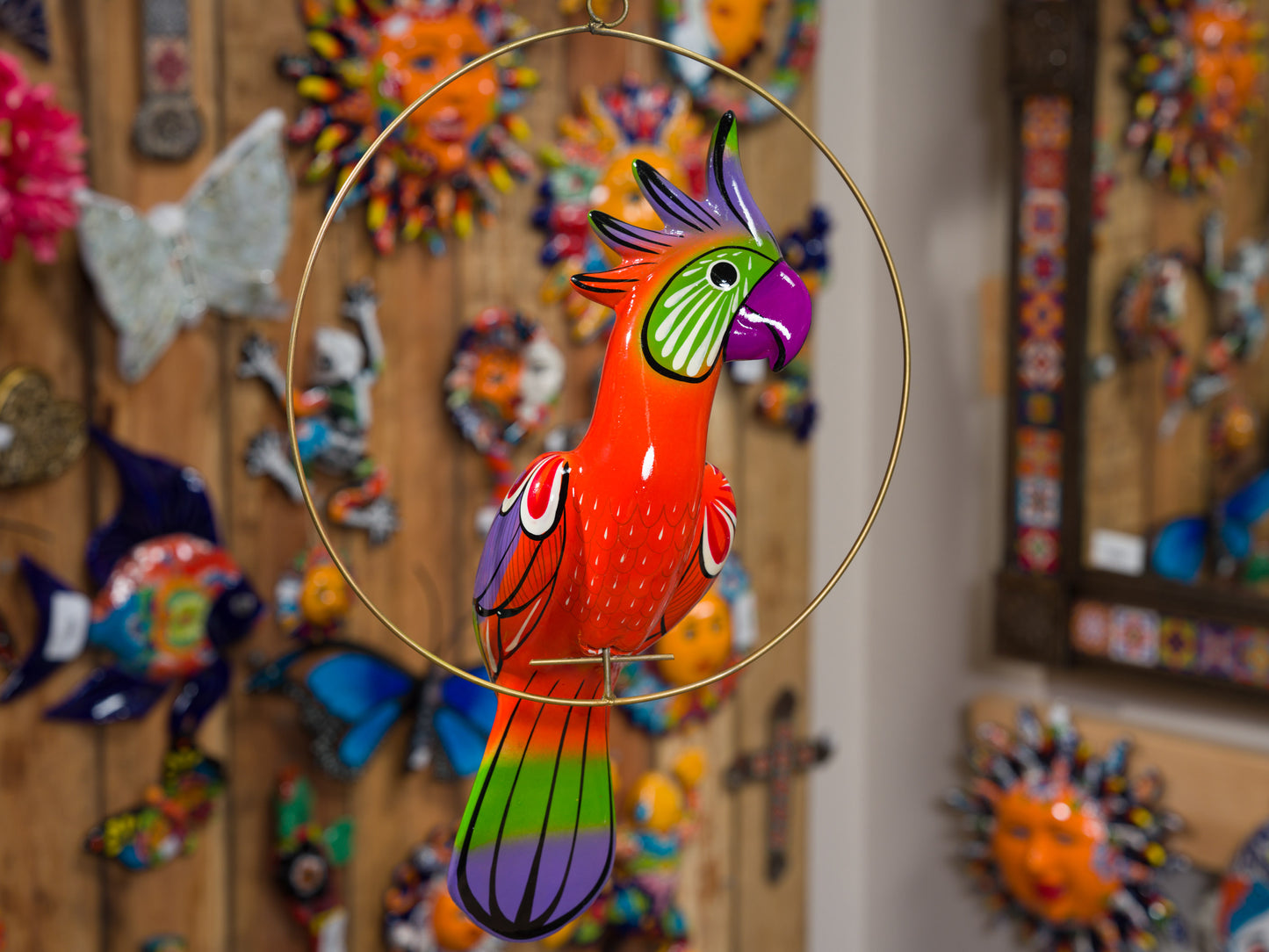 Hanging Cockatoo Bird With Perch - Medium