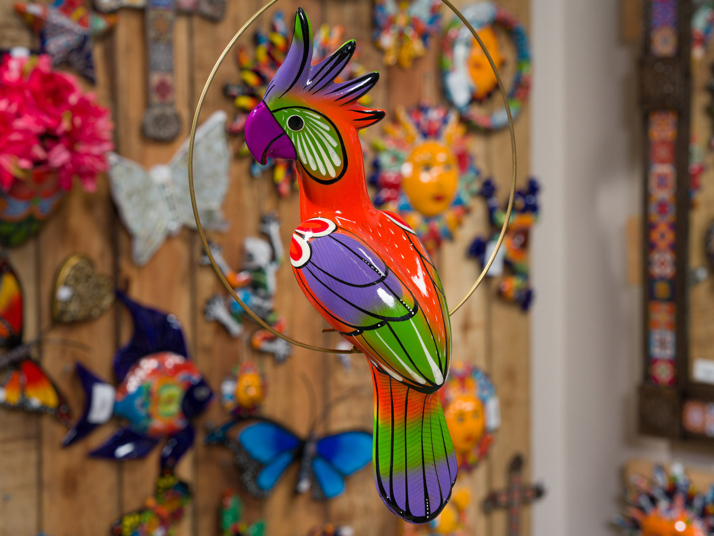 Hanging Cockatoo Bird With Perch - Medium