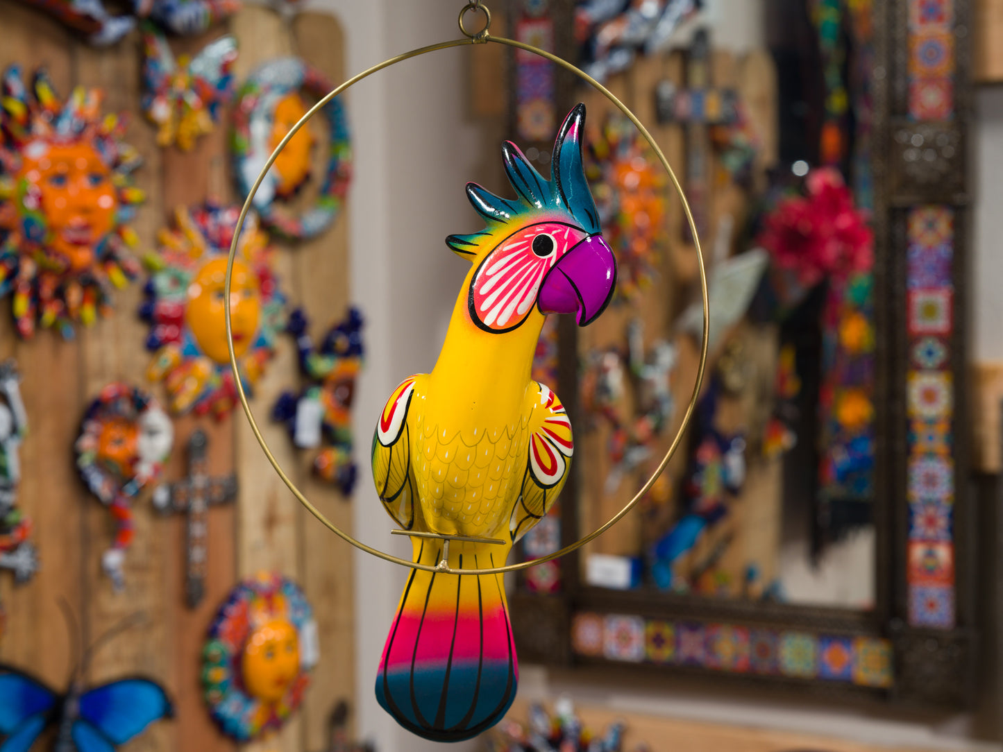 Hanging Cockatoo Bird With Perch - Medium
