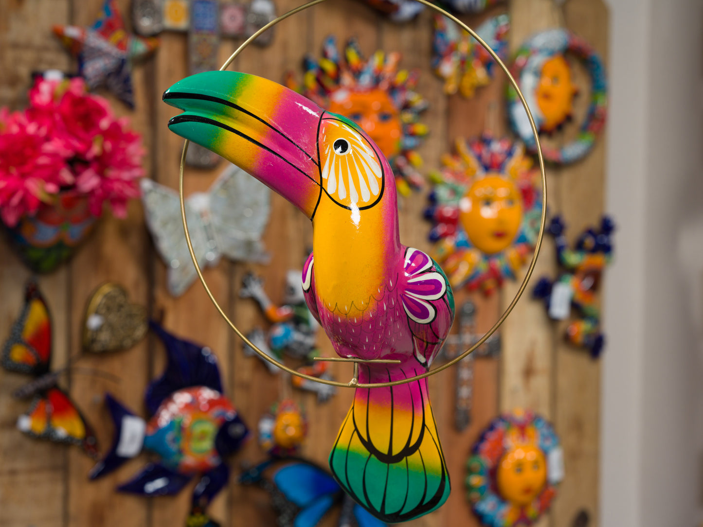 Hanging Toucan Bird With Perch - Medium