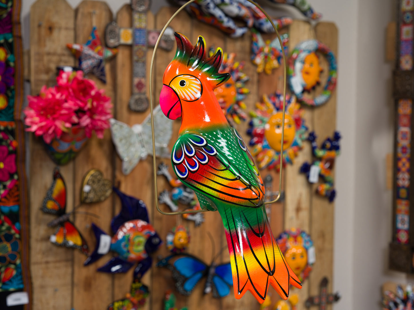Hanging Cockatoo Bird With Perch - Large