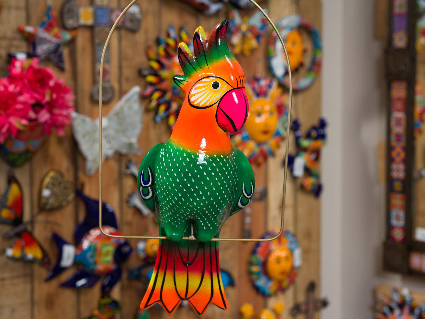 Hanging Cockatoo Bird With Perch - Large