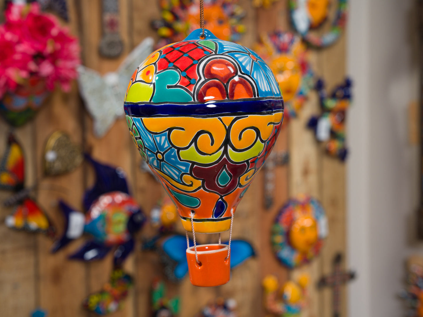 Hanging Hot Air Balloon - Small Orange