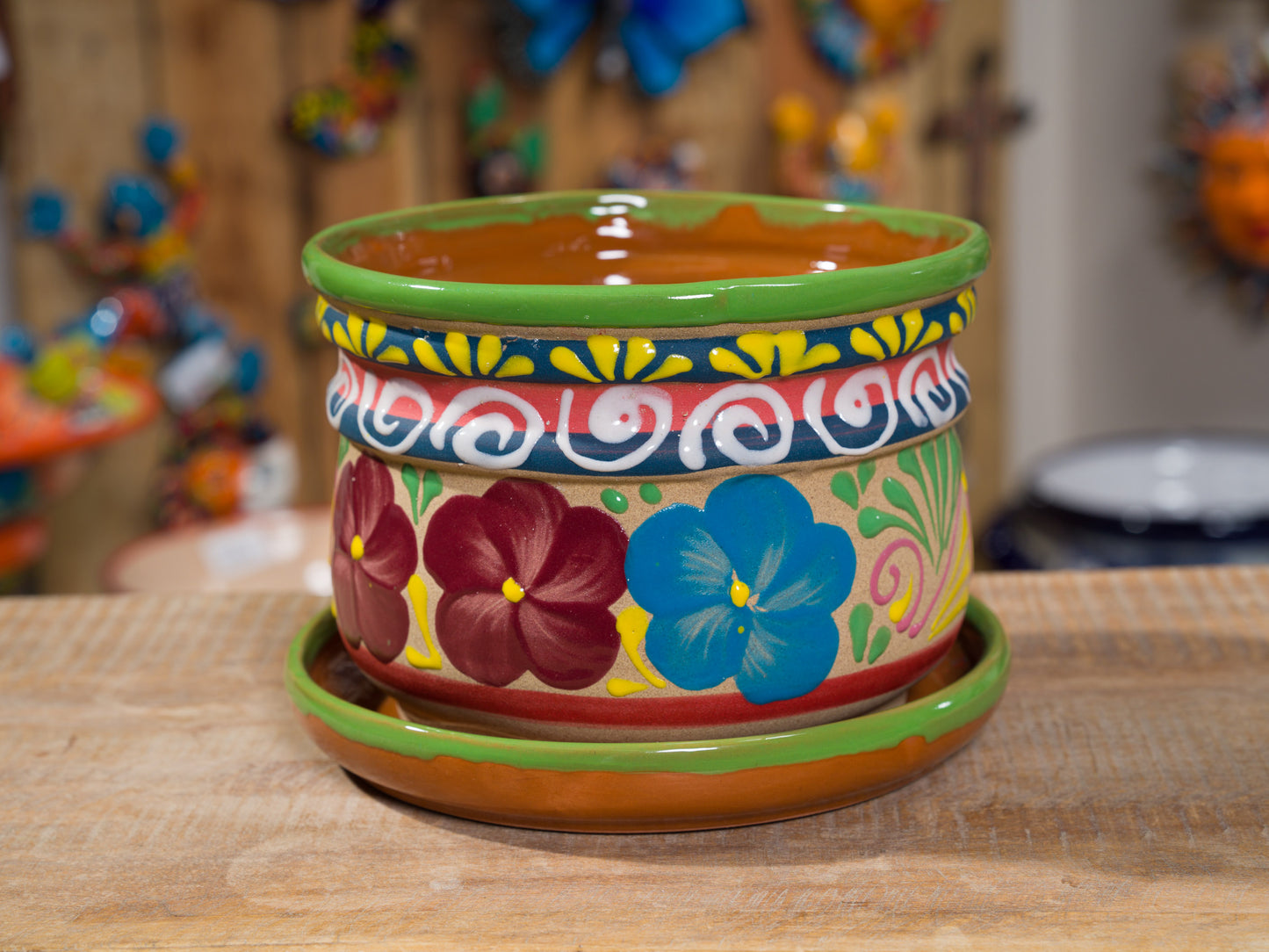 Terracotta Circular Planter With Attached Saucer