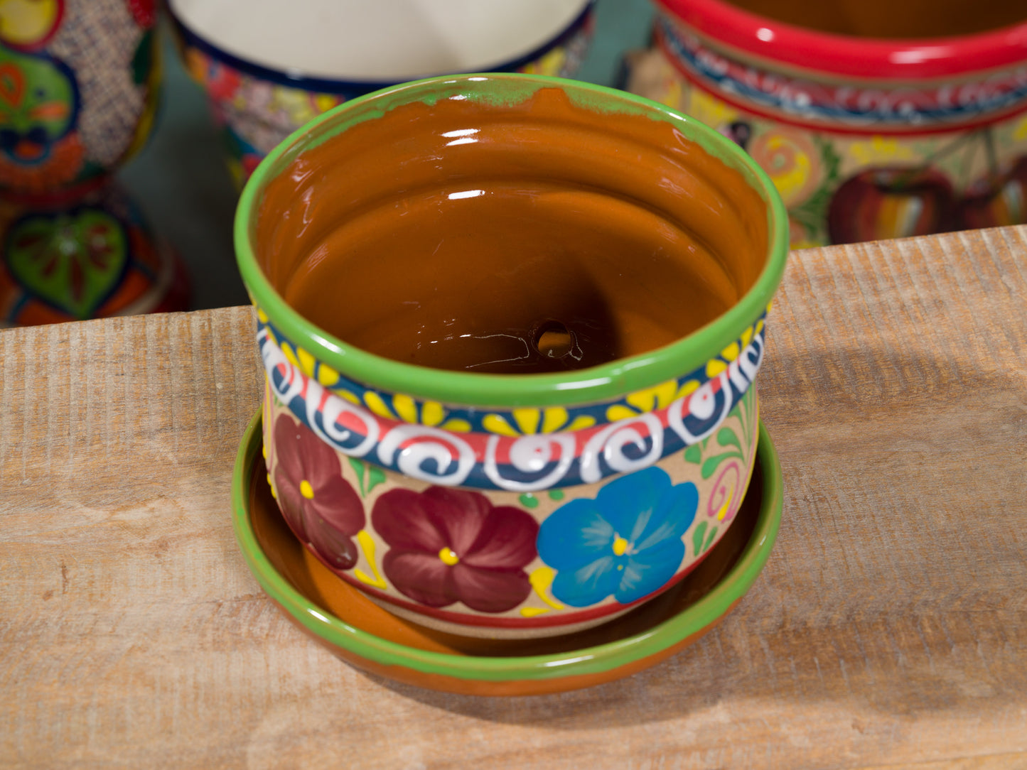 Terracotta Circular Planter With Attached Saucer