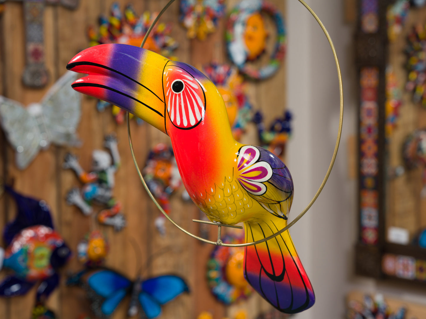 Hanging Toucan Bird With Perch - Medium