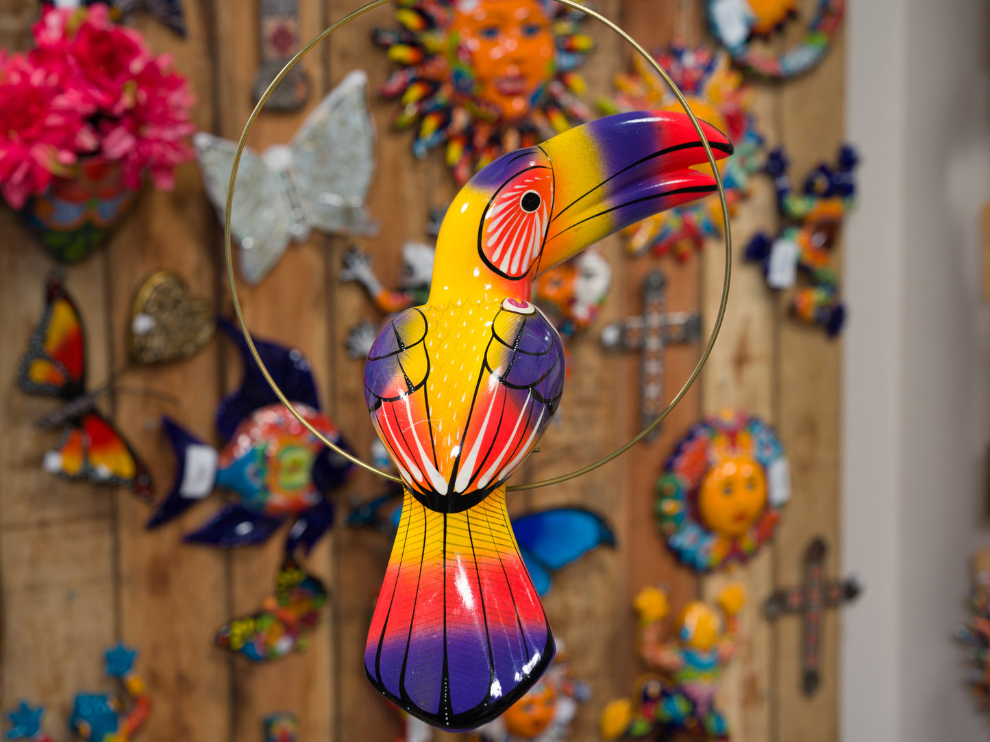 Hanging Toucan Bird With Perch - Medium