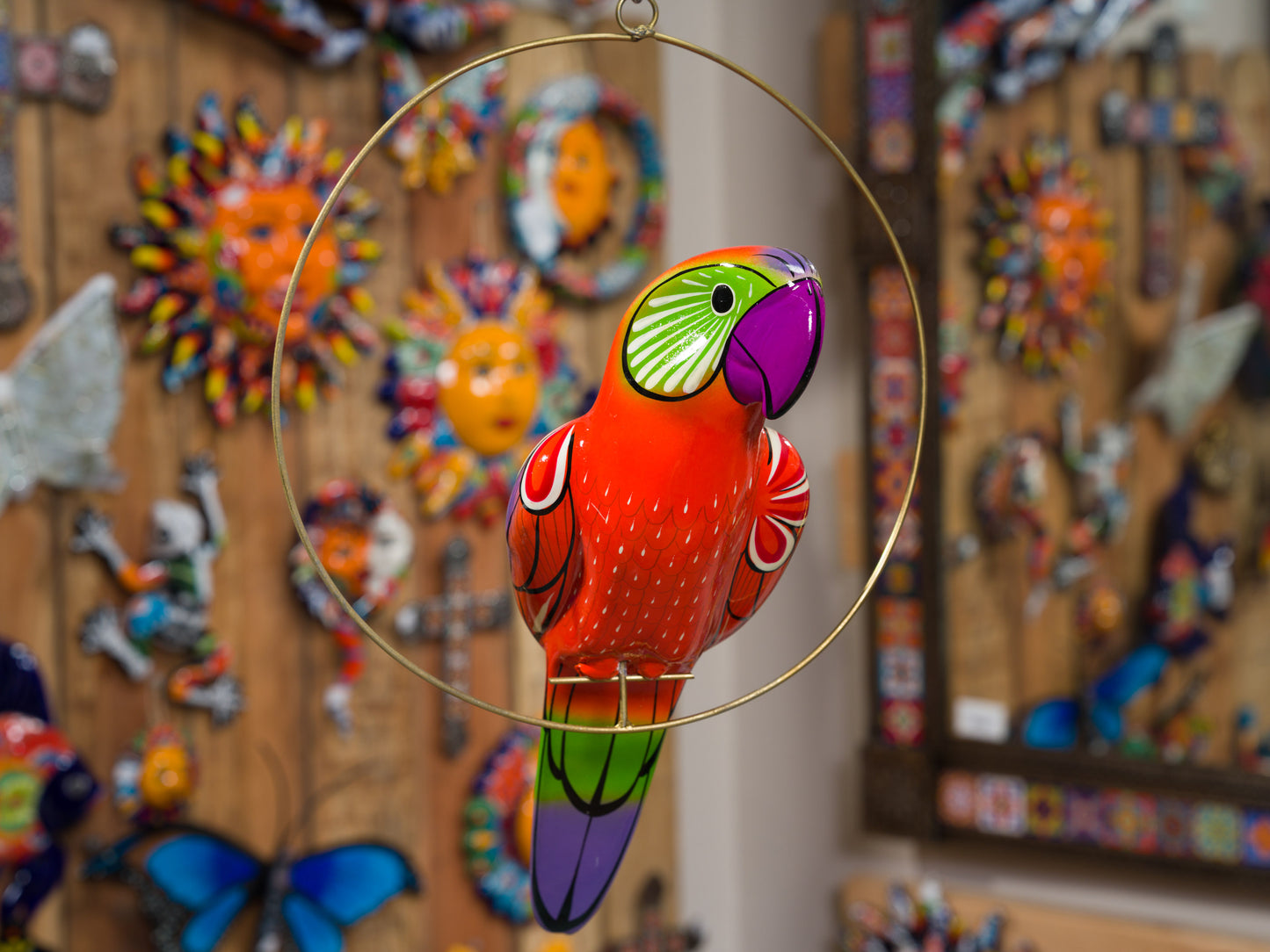 Hanging Parrot Bird With Perch - Medium