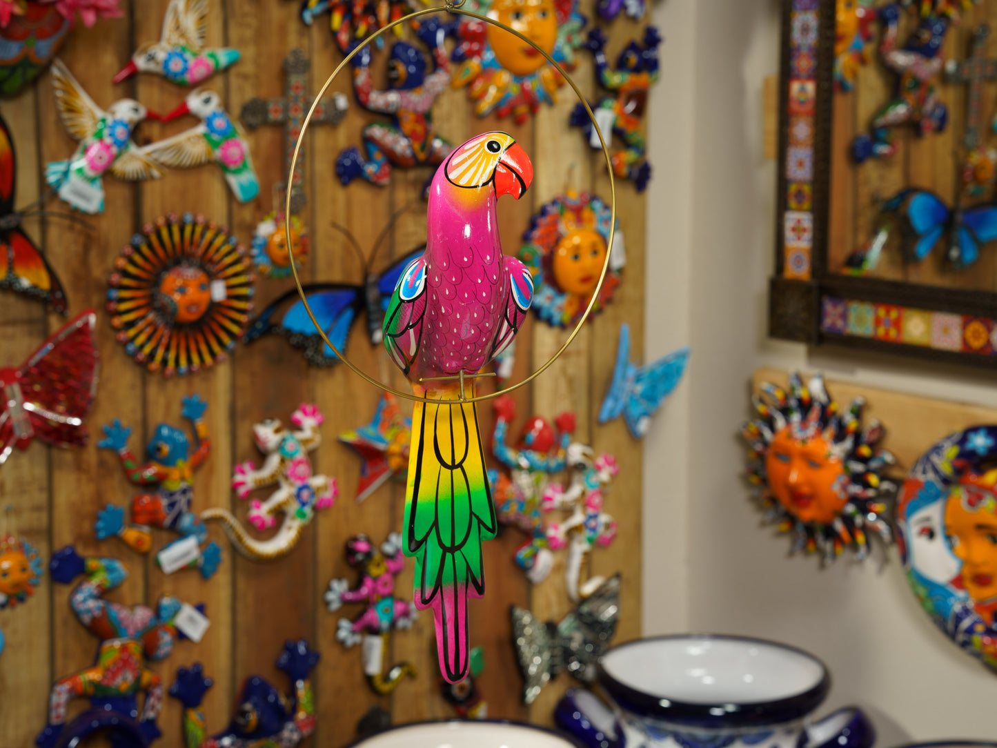 Hanging Parrot Bird With Perch - Medium