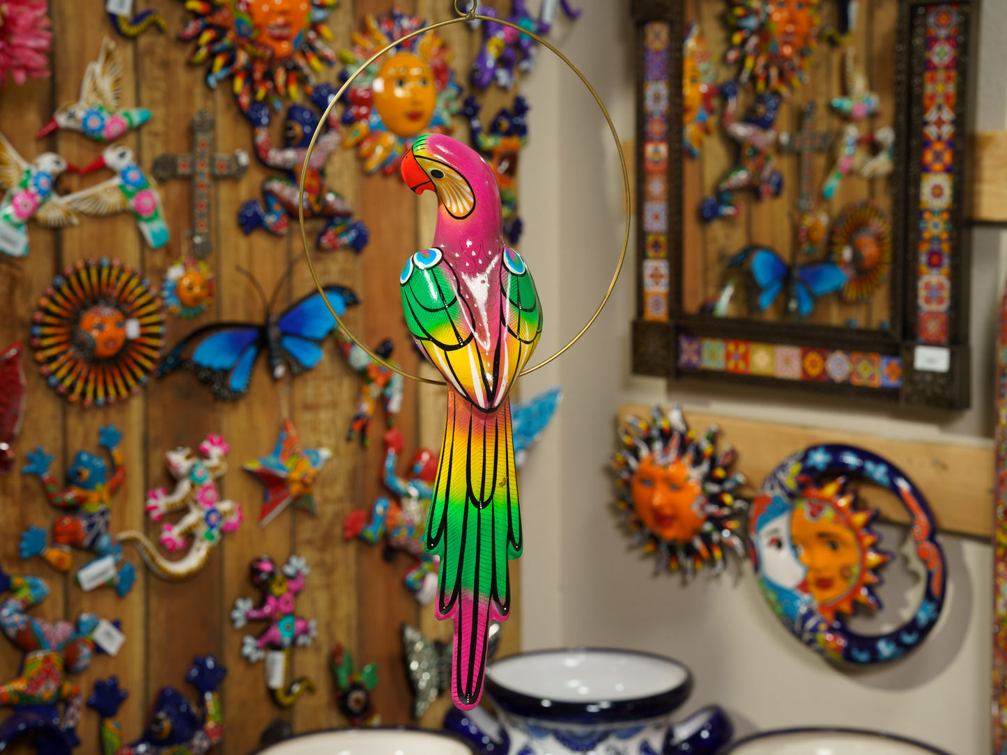 Hanging Parrot Bird With Perch - Medium