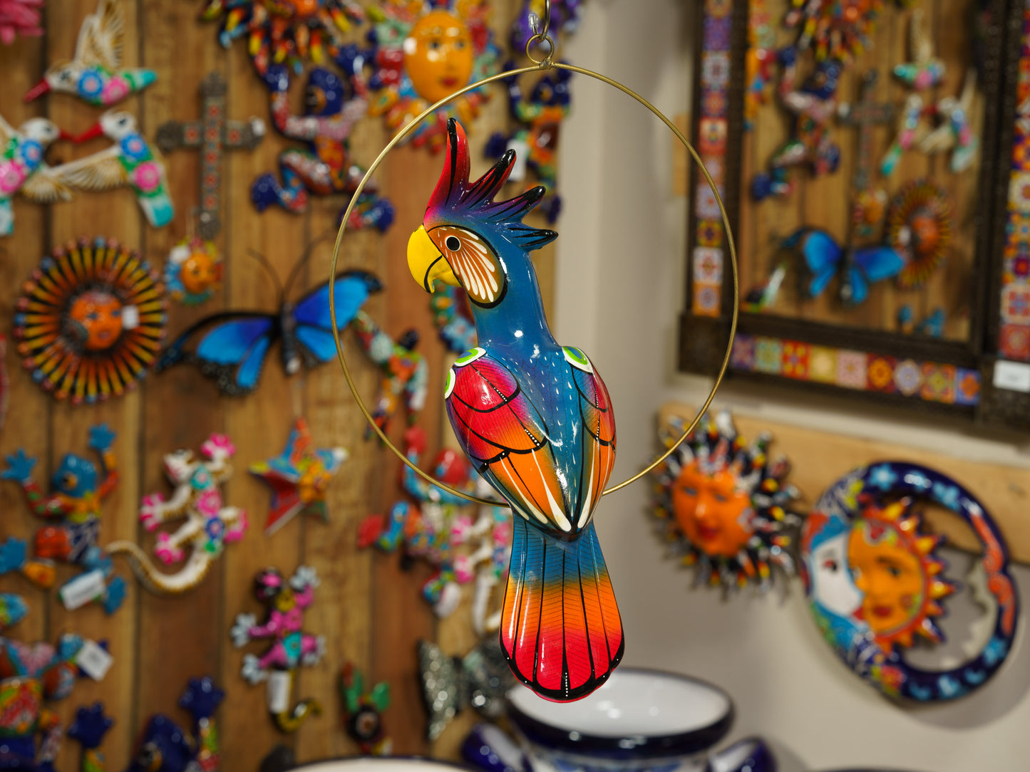 Hanging Cockatoo Bird With Perch - Medium