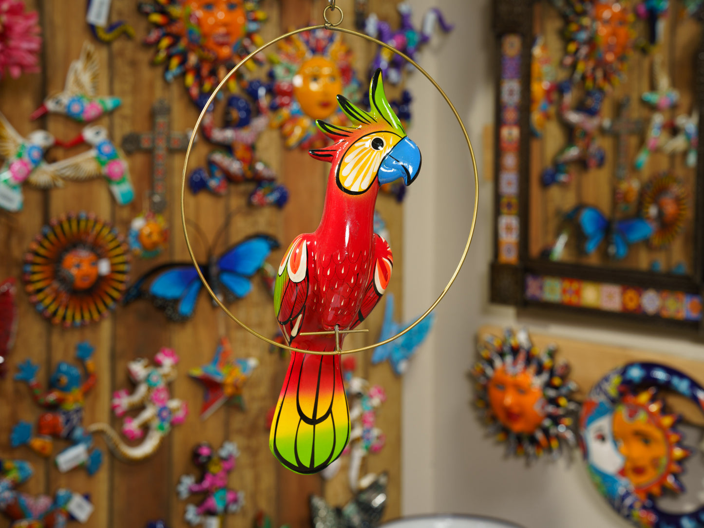 Hanging Cockatoo Bird With Perch - Medium