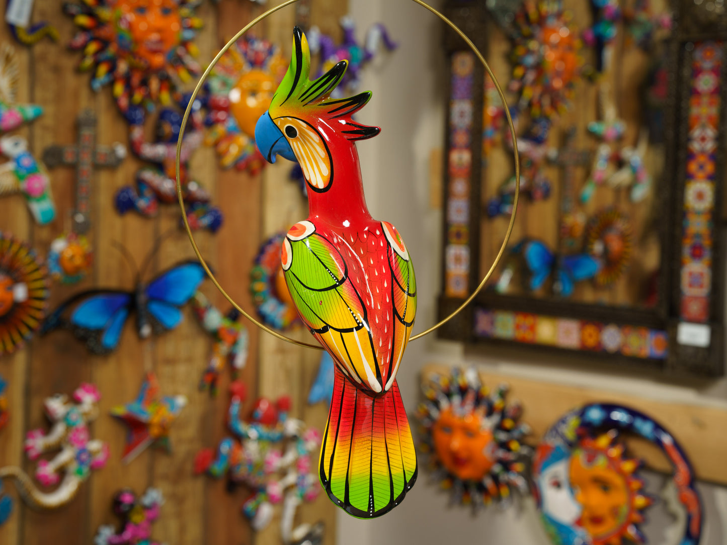 Hanging Cockatoo Bird With Perch - Medium