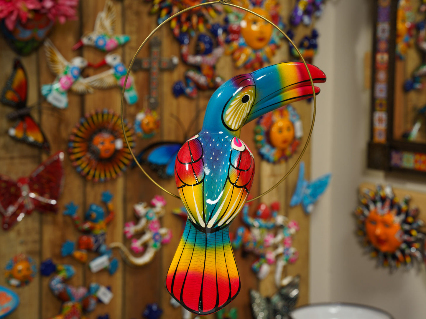 Hanging Toucan Bird With Perch - Medium