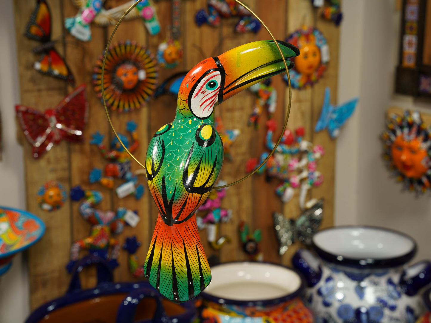 Hanging Toucan Bird With Perch - Medium