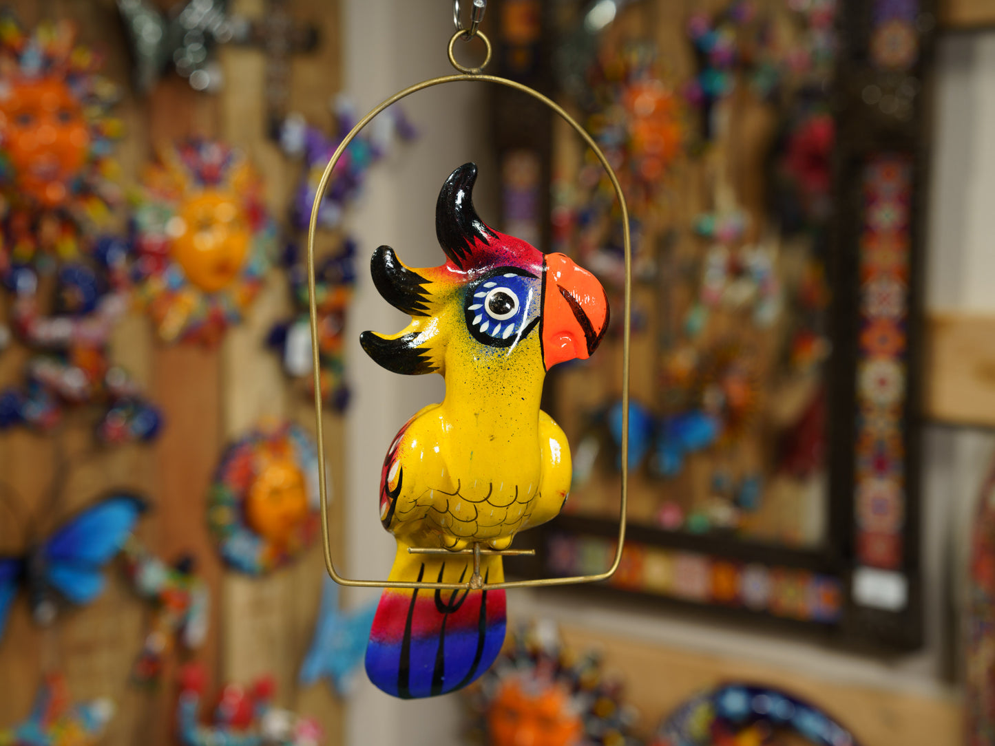 Hanging Cockatoo Bird With Perch - Small