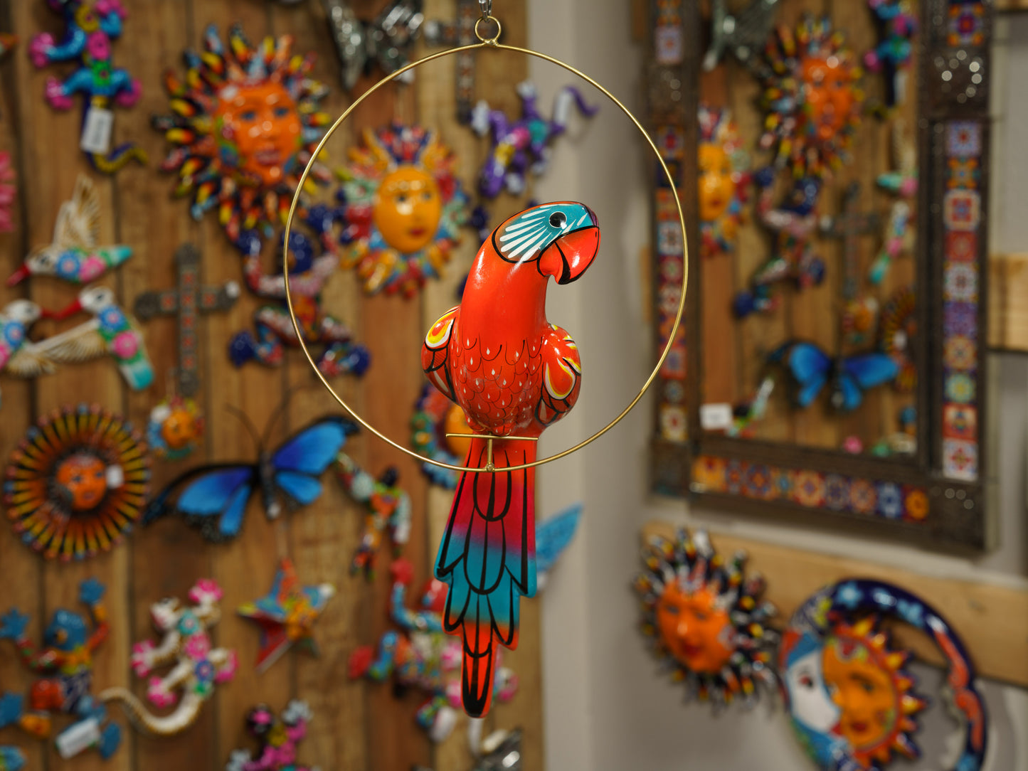 Hanging Parrot Bird With Perch - Medium