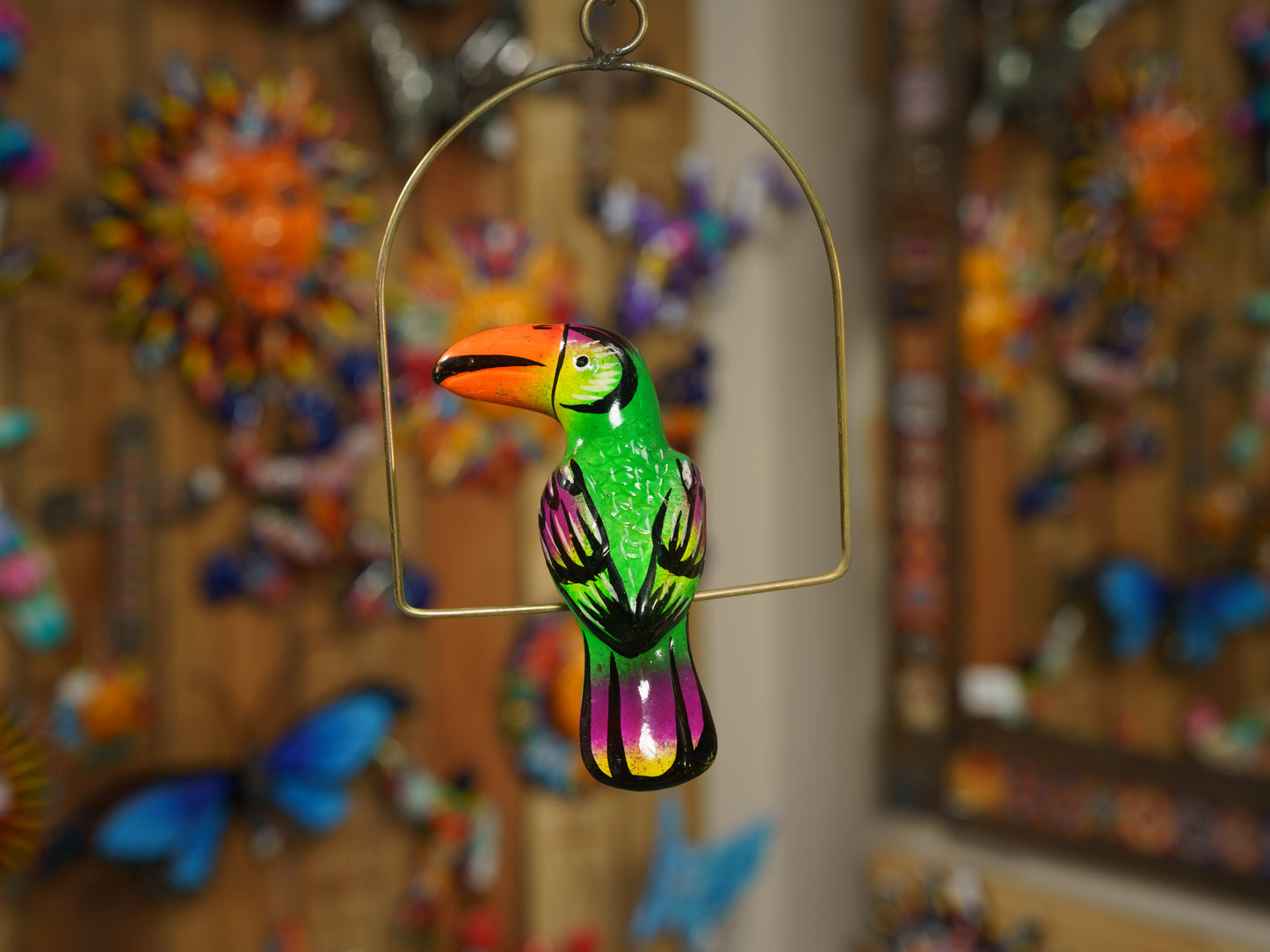 Hanging Toucan Bird With Perch - Mini