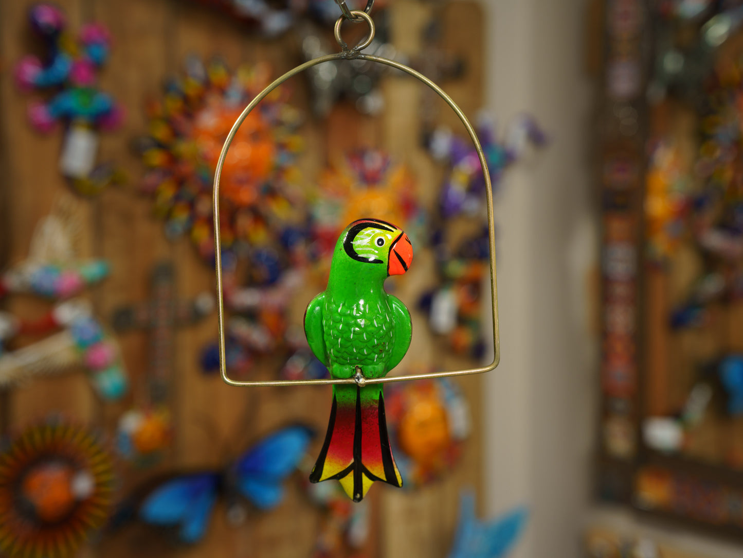 Hanging Parrot Bird With Perch - Mini