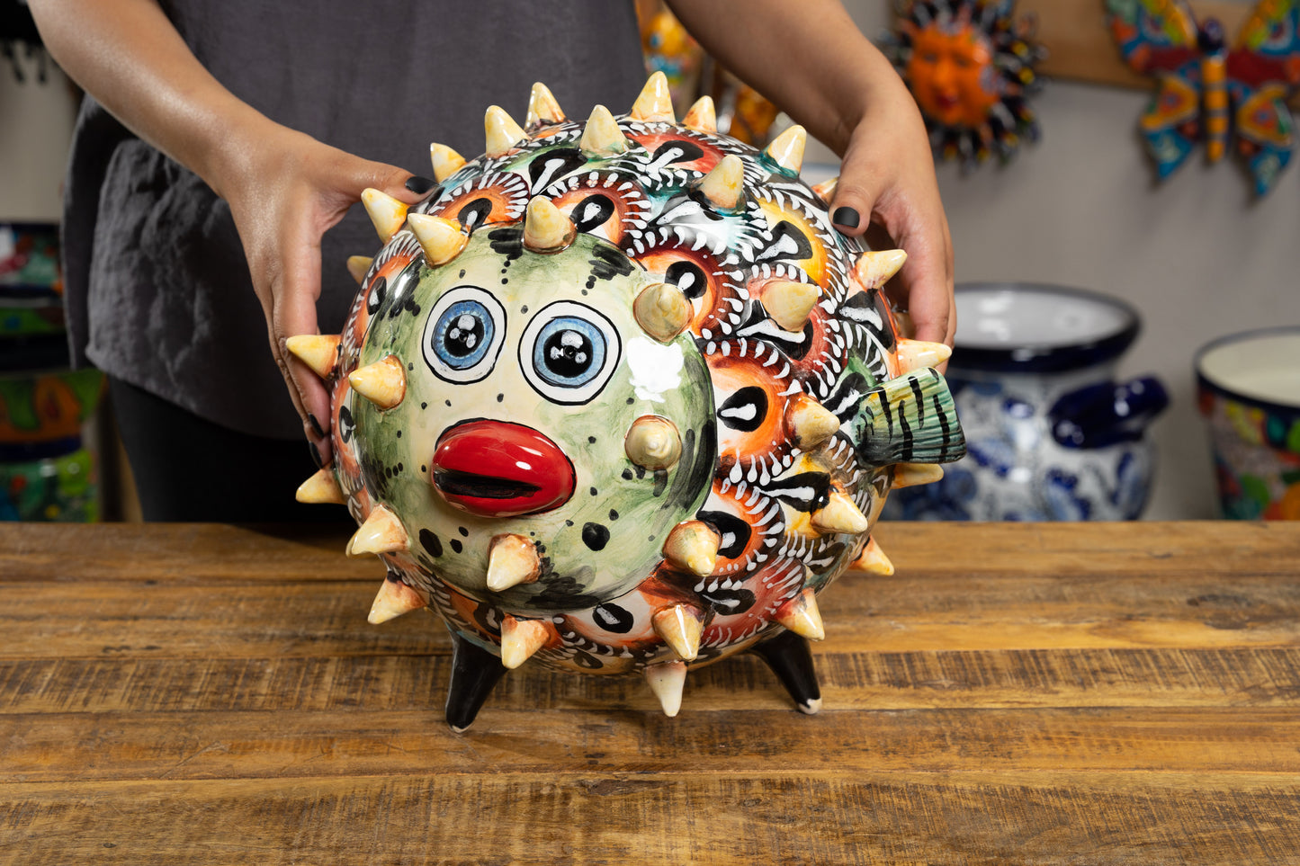 Premium Quality Pufferfish Large Sphere Statue