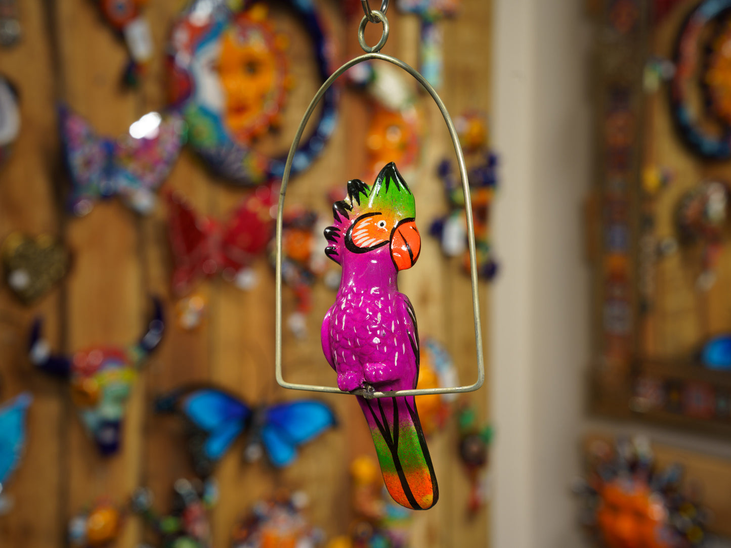 Hanging Parrot Bird With Perch - Mini