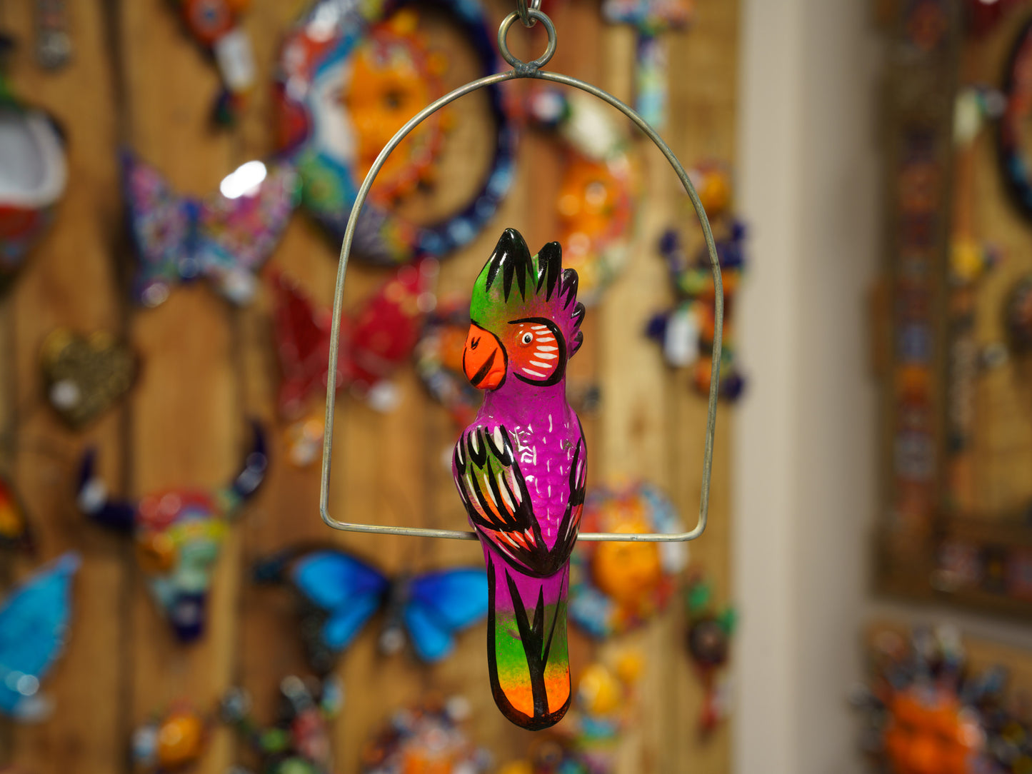 Hanging Parrot Bird With Perch - Mini