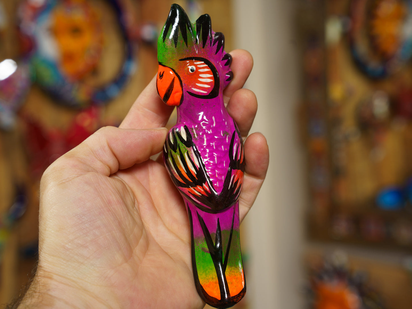 Hanging Parrot Bird With Perch - Mini