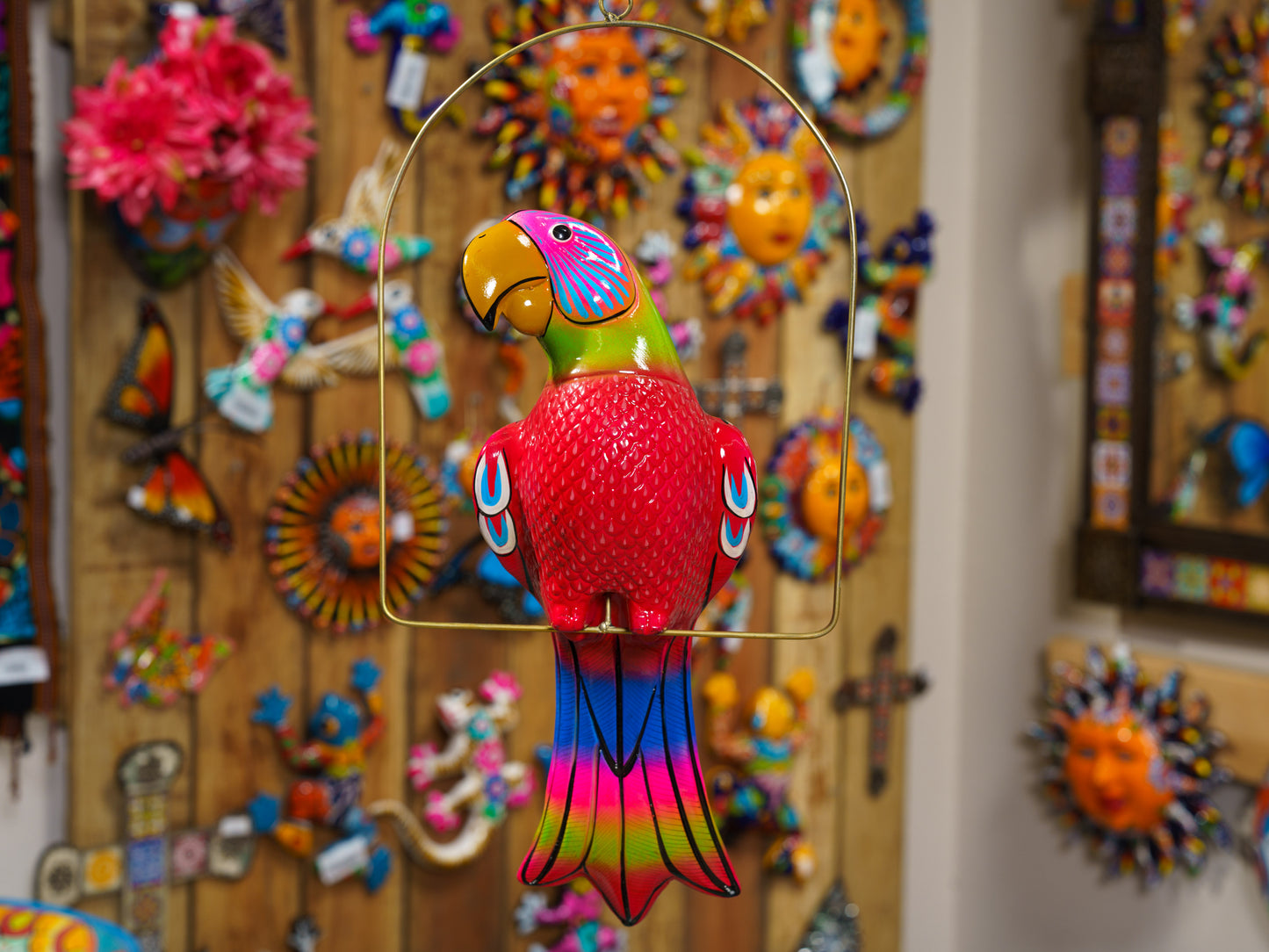 Hanging Parrot Bird With Perch - Large
