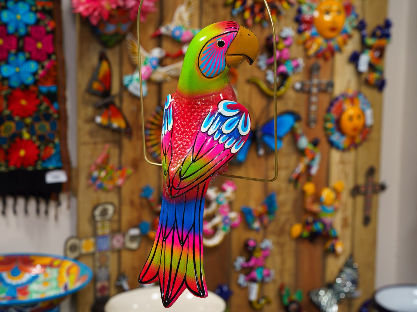 Hanging Parrot Bird With Perch - Large