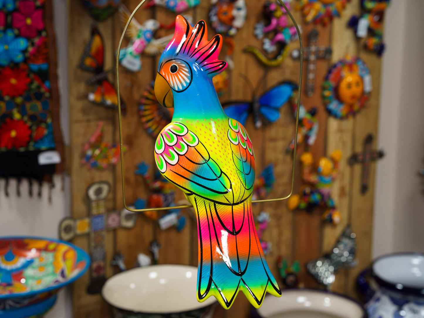 Hanging Cockatoo Bird With Perch - Large