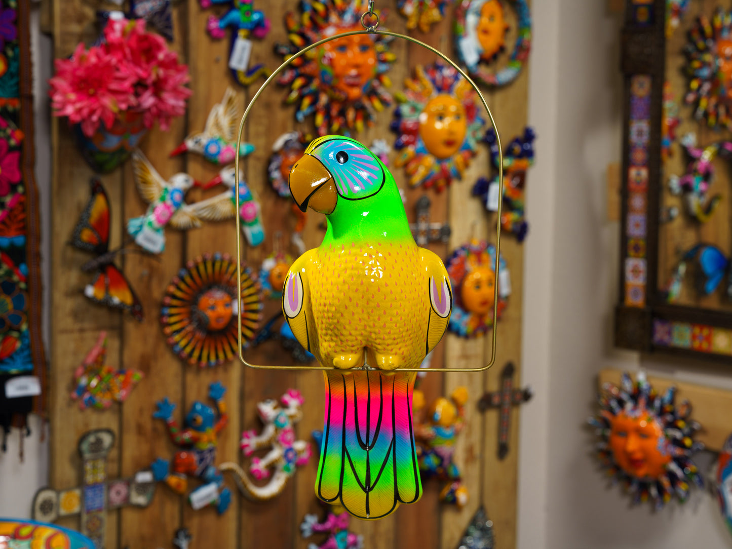 Hanging Parrot Bird With Perch - Large
