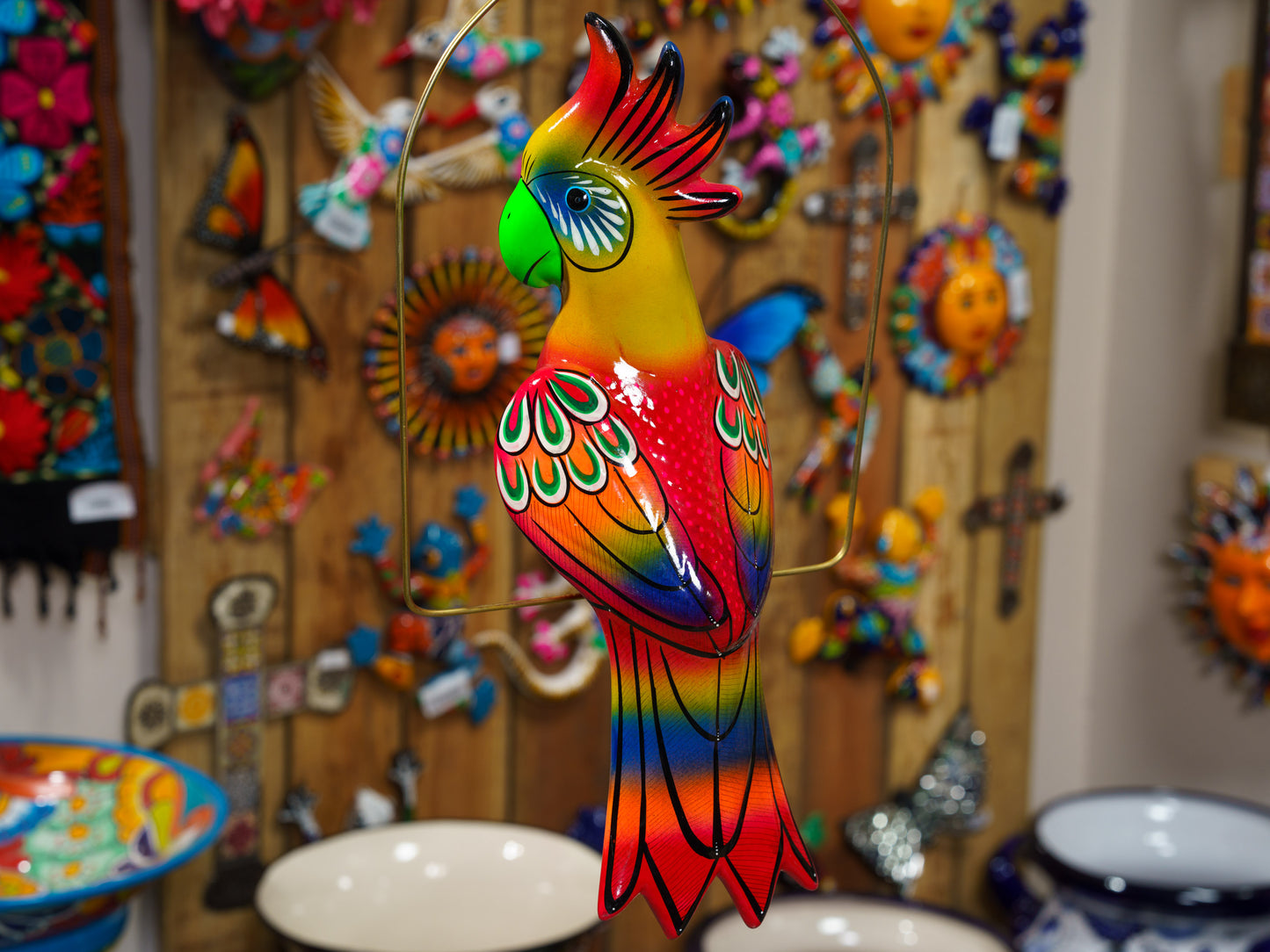 Hanging Cockatoo Bird With Perch - Large