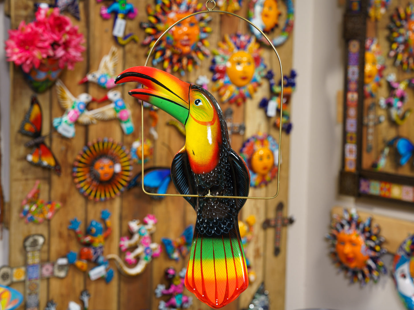Hanging Toucan Bird With Perch - Large