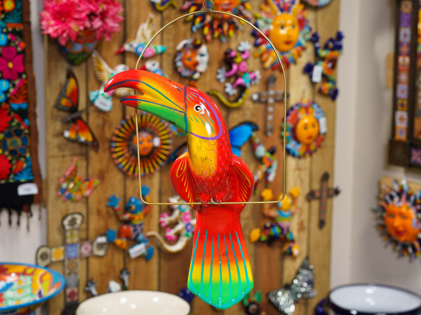Hanging Toucan Bird With Perch - Large
