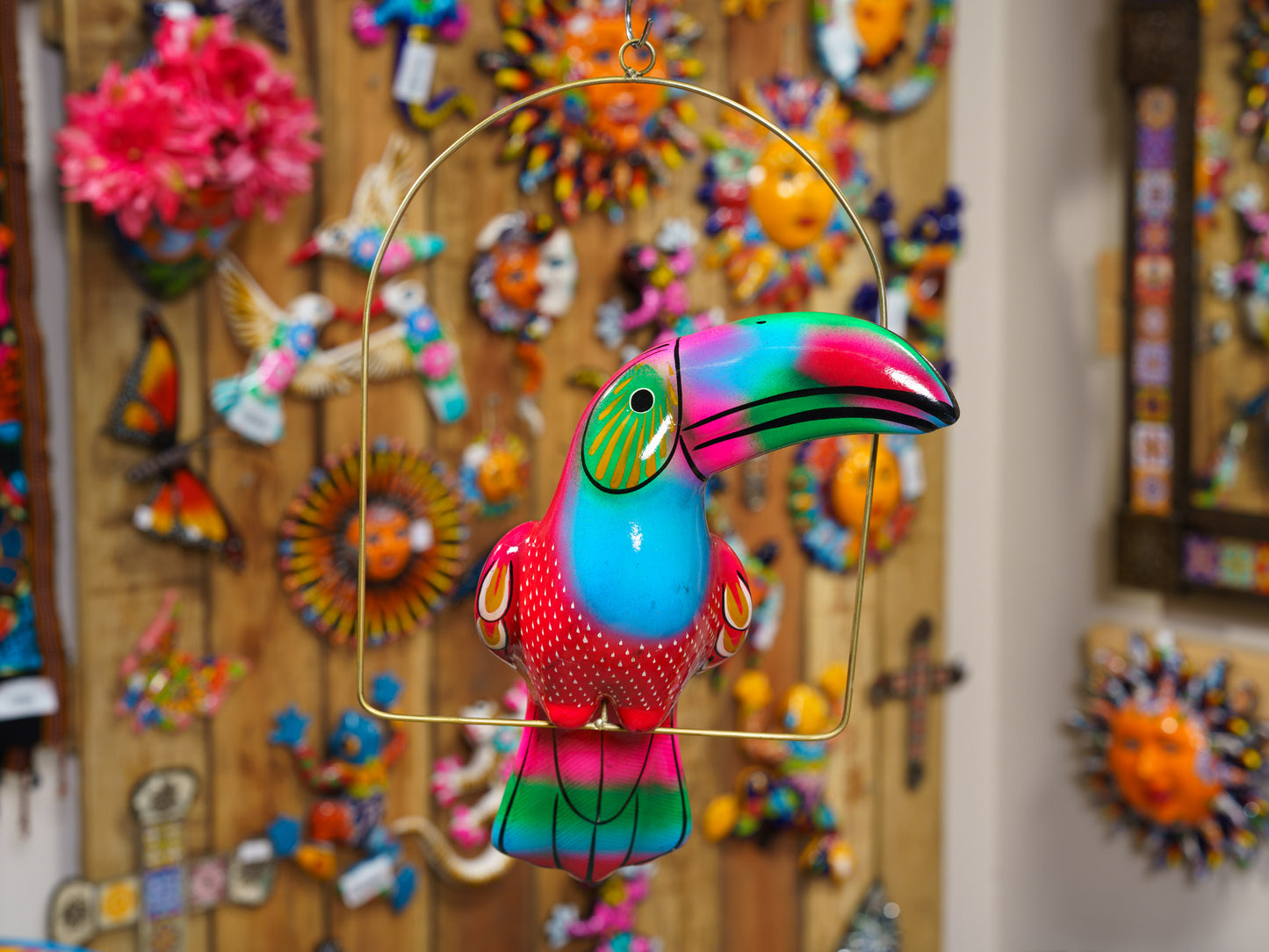 Hanging Toucan Bird With Perch - Large