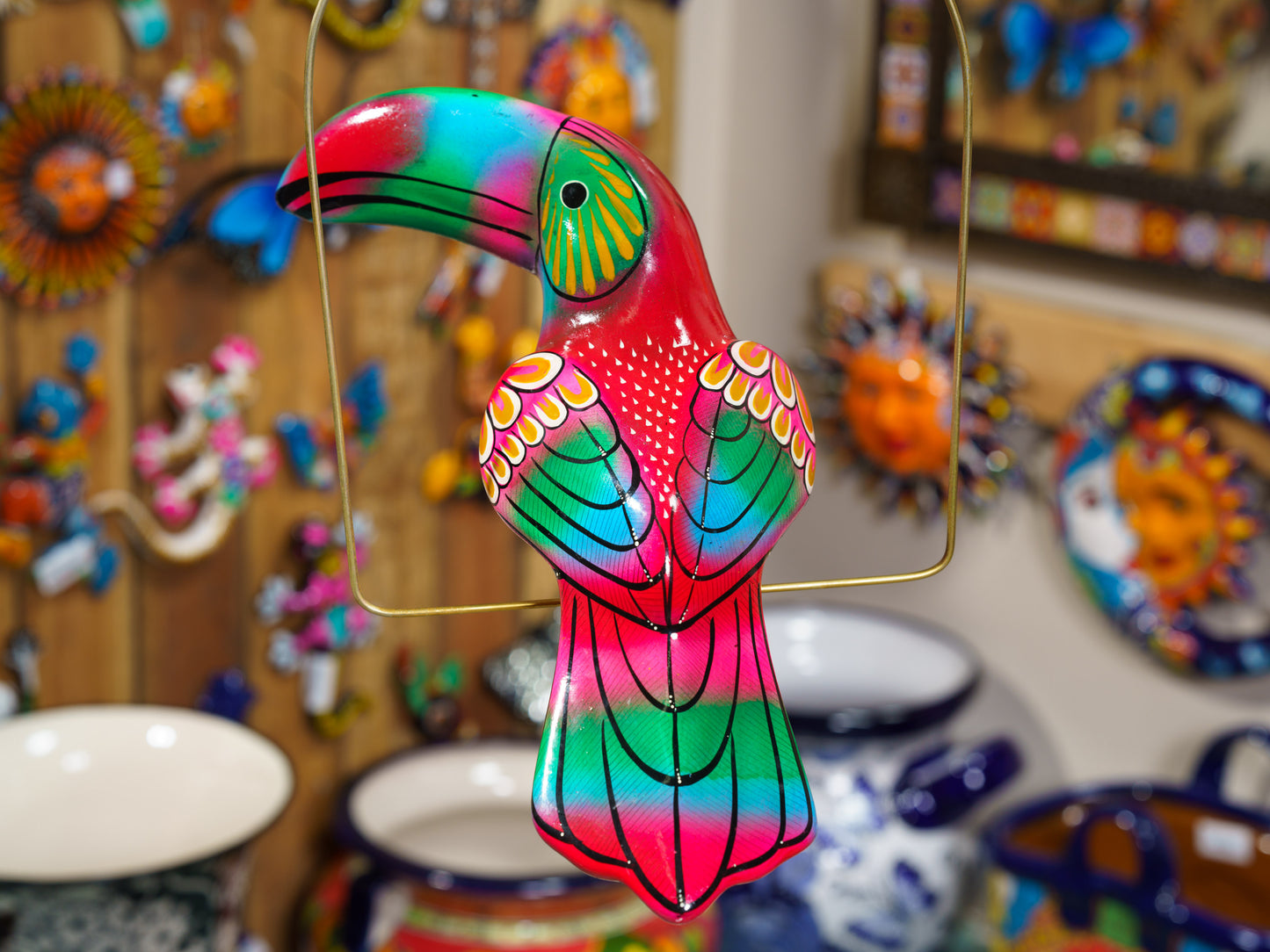 Hanging Toucan Bird With Perch - Large