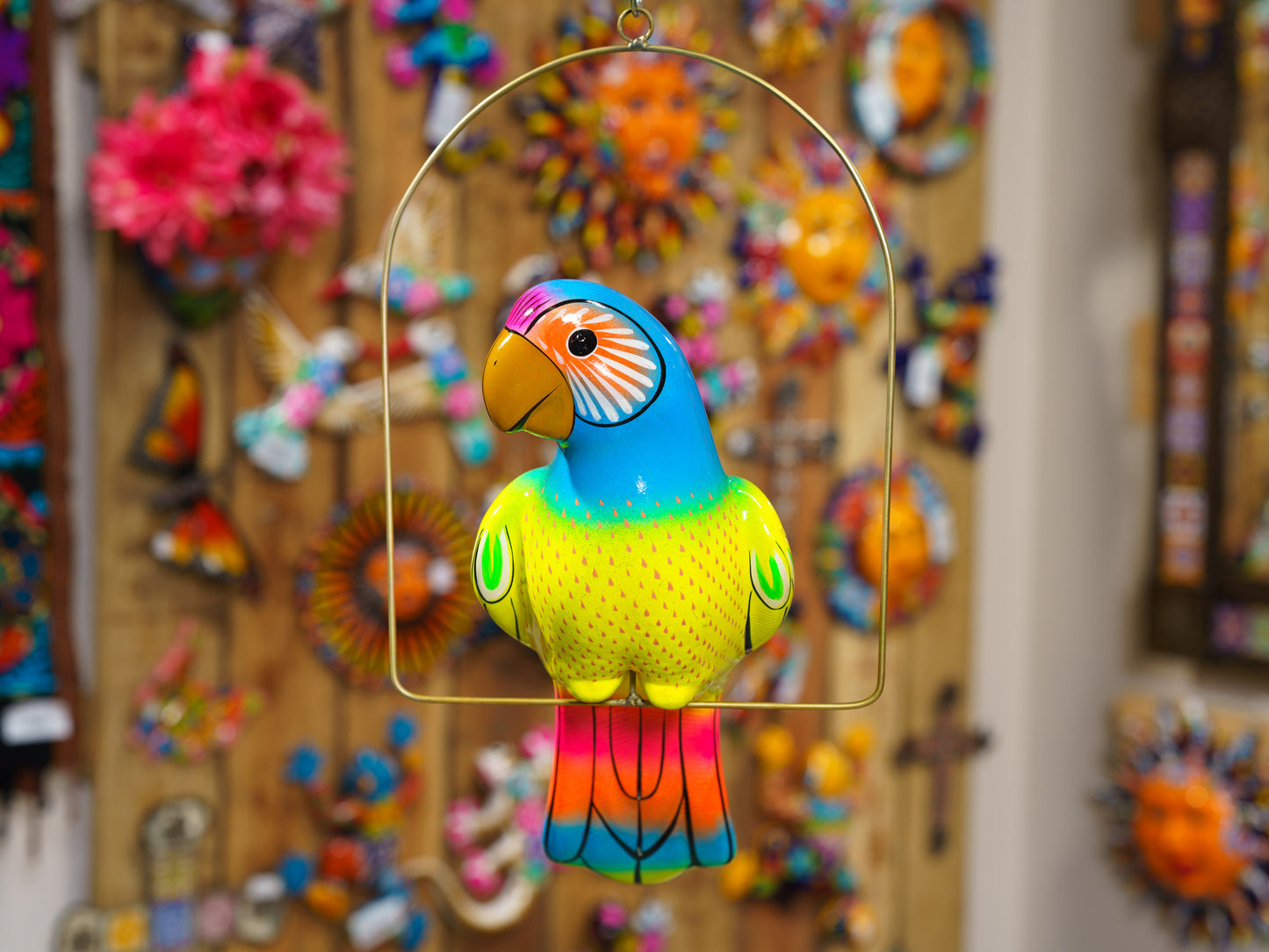Hanging Parrot Bird With Perch - Large