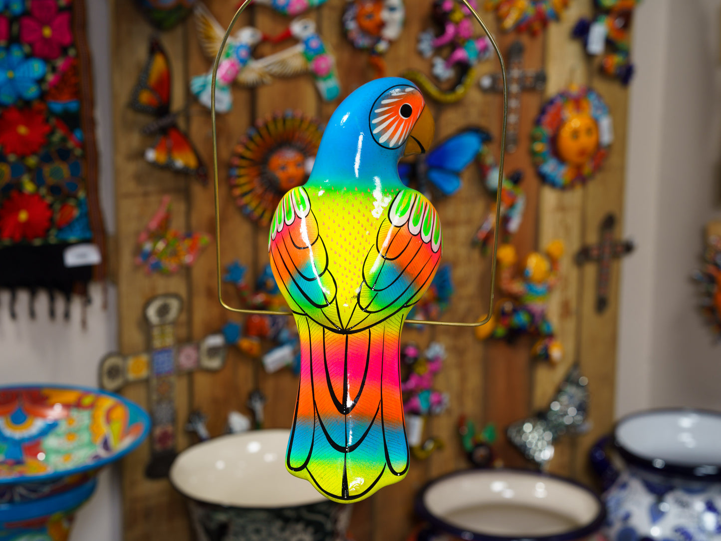 Hanging Parrot Bird With Perch - Large