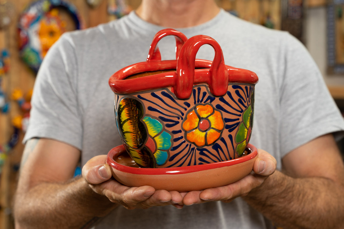 Terracotta Handbag Planter & Saucer