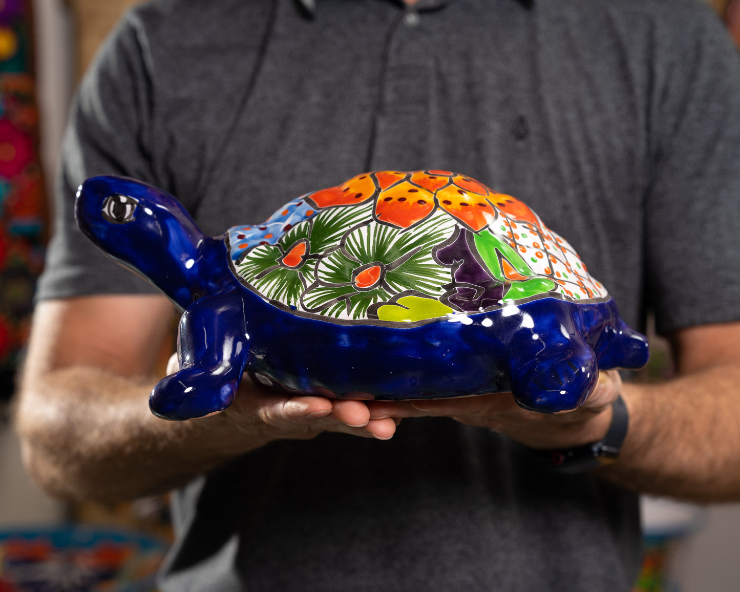 Turtle Statue - Cobalt